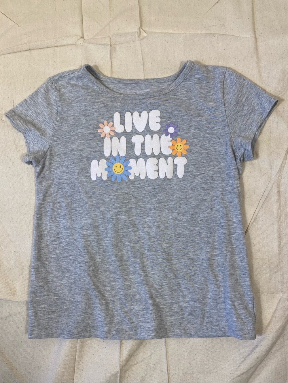 Girls Wonder Nation Grey Live In the Moment Short Sleeve